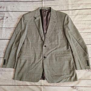 Canali Pure Wool Micro Houndstooth Plaid Windowpane Sport Coat Mens 56R IT